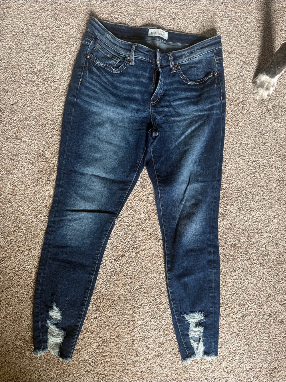 BKE Payton Size 30 Mid Rise Ankle Skinny Jeans Distressed Frayed Hem